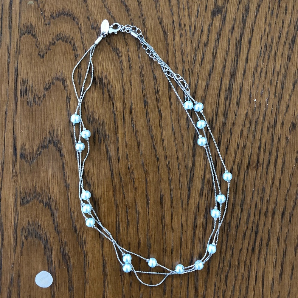 Lia Sophia Layered Pearl Necklace - Silver